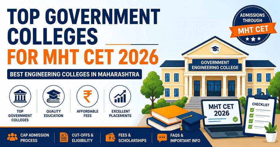 Vector illustration showcasing top government colleges for MHT CET 2026 admissions in Maharashtra