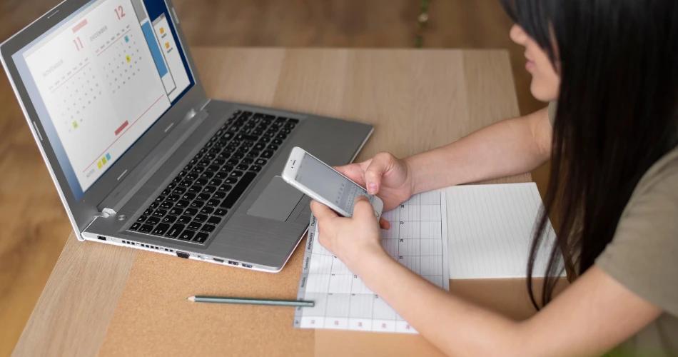 Student requesting scanned answer sheet online for CBSE Boards 2025 application window on laptop and smartphone.