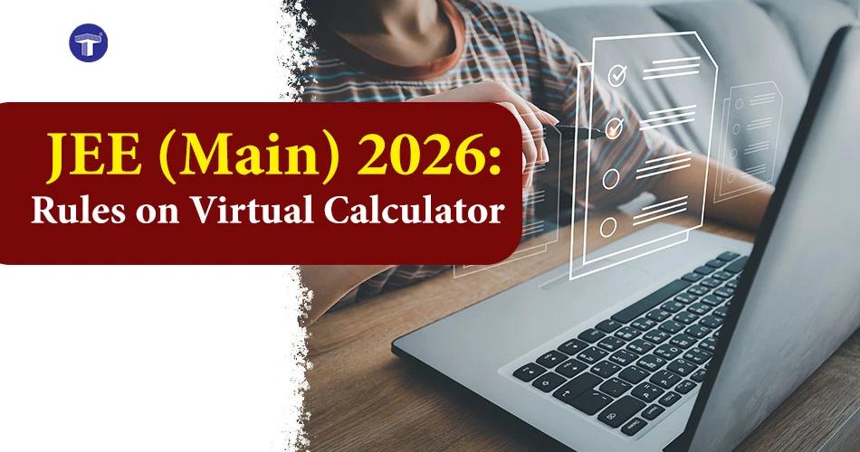 Banner showing JEE (Main) 2026 update about rules on virtual calculator usage during the exam