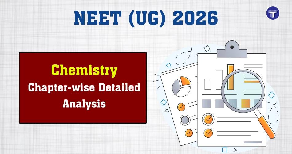 NEET (UG) 2026 banner with subject-wise and chapter-wise detailed analysis text and exam report illustration with magnifying glass